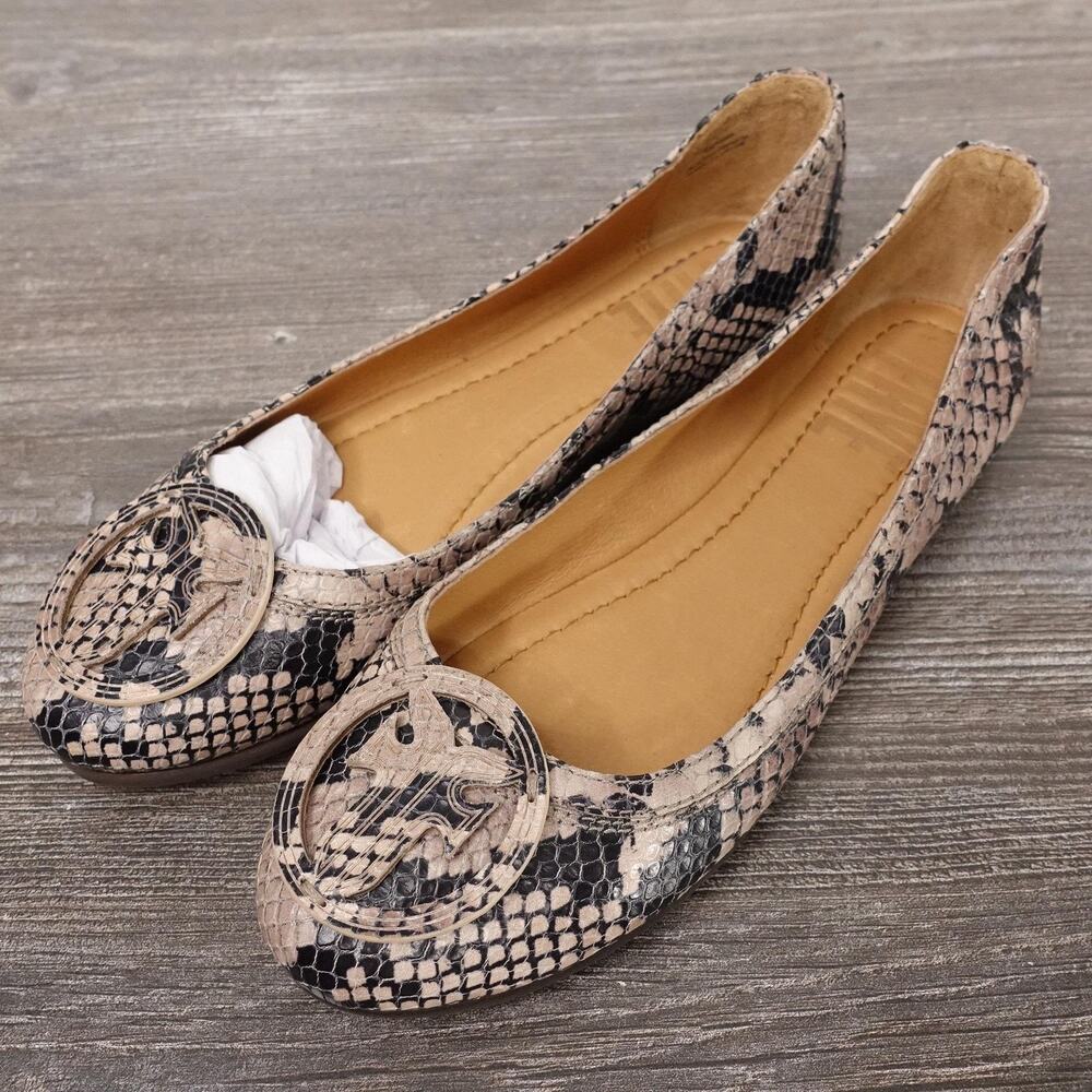 Frye Shoes Womens Size 6 Gray Two Tone Snake Carson Logo Ballet‎ Flats